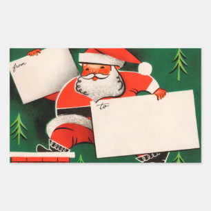 Pegatina Rectangular Vintage Santa Claus para/de los Pegatinas