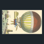 Pegatina Rectangular Vintage Science Ficción Steampunk Hot Air Balloon<br><div class="desc">Ilustracion Vintage Ciencia Victoriana Ficción viaje futurista y transporte punk de vapor imagen. Un globo de aire caliente (un dirigible) con alas que sobrevuelan el océano con barcos. Hay un castillo en tierra firme y una multitud de personas está a orillas del mar. Un clásico libro de historietas retro de...</div>