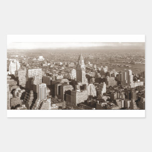 Pegatina Rectangular Vintage Sepia Tone New York