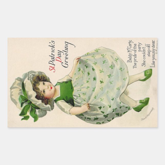 Pegatina Rectangular Vintage St Patrick's Day (Anverso)