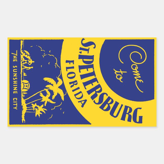 Pegatina Rectangular Vintage St. Petersburg Florida (Anverso)