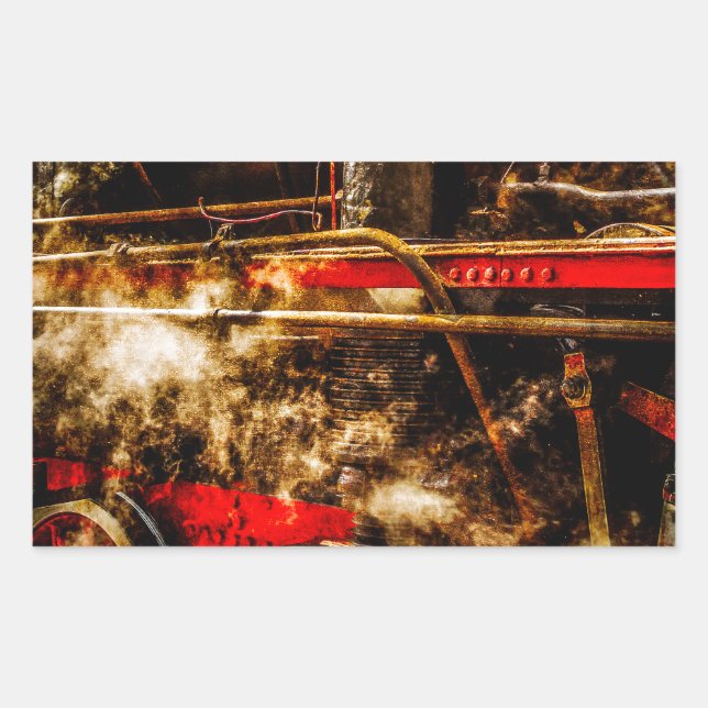 Pegatina Rectangular Vintage Steam Train - In Steam (Anverso)