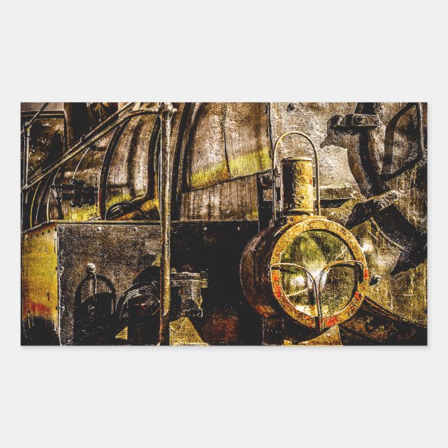 Pegatina Rectangular Vintage Steam Train - Old Timer (Anverso)