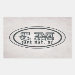 Pegatina Rectangular Vintage Style Beach Cape May NJ Tag Pegatinas