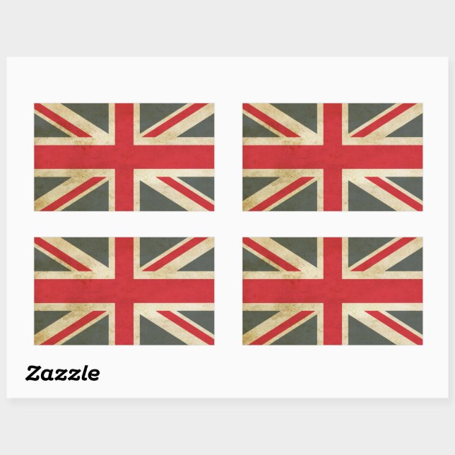 Pegatina Rectangular Vintage Union Jack British Flag (Hoja)