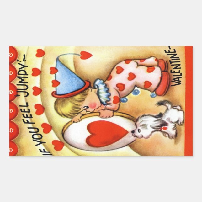 Pegatina Rectangular Vintage Valentine (Anverso)