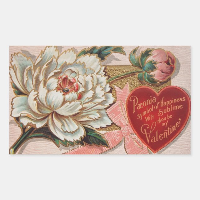 Pegatina Rectangular Vintage Valentine pegatinas (Anverso)
