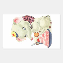 Pegatina Rectangular Vintage White Elephant postre de torta Rectan