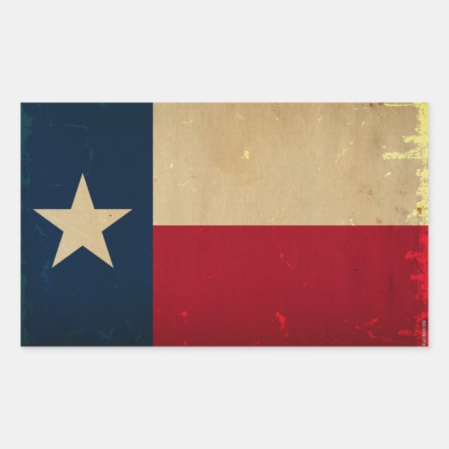 Pegatina Rectangular VINTAJE DE Bandera Estatal de Texas (Anverso)