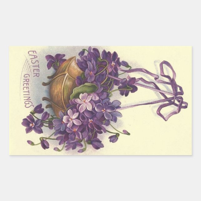Pegatina Rectangular Violetas de Pascua (Anverso)