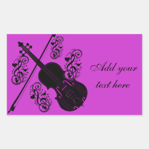 Pegatina Rectangular Violín, amor Rockefeller_