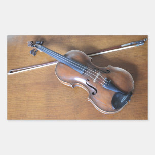 Pegatina Rectangular Violin antiguo