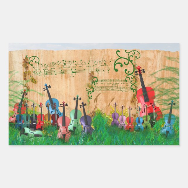Pegatina Rectangular Violin Garden (Anverso)