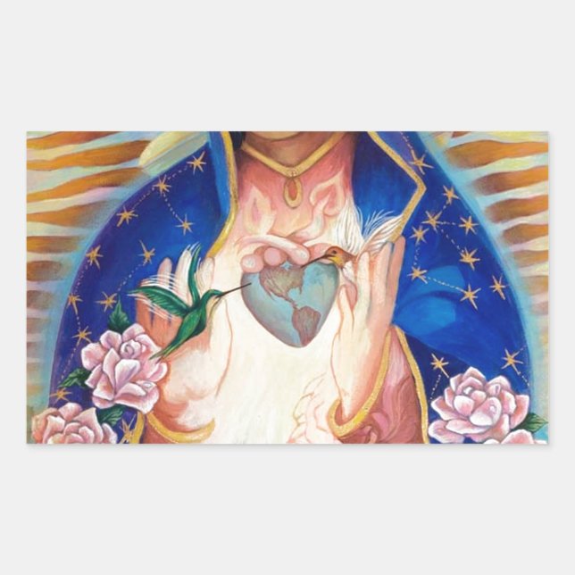 Pegatina Rectangular Virgen María - Nuestra Señora De Guadalupe (Anverso)