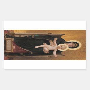 Pegatina Rectangular Virgen y Niño