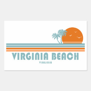 Pegatina Rectangular Virginia Beach Virginia Palma Árboles del sol