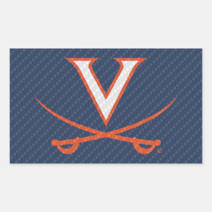 Pegatina Rectangular Virginia Cavaliers de fibra de carbono
