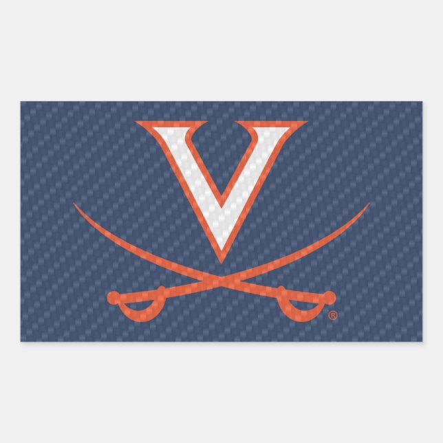 Pegatina Rectangular Virginia Cavaliers de fibra de carbono (Anverso)