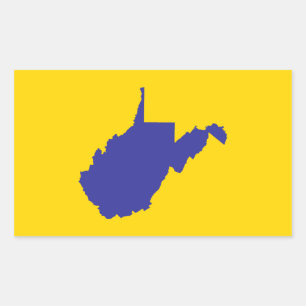 Pegatina Rectangular Virginia Occidental azul y oro