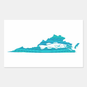 Pegatina Rectangular Virginia Wave Fishing