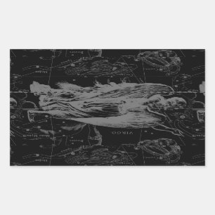 Pegatina Rectangular Virgo Sign Constellation Hevelius Black Decor
