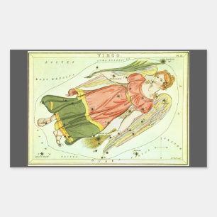 Pegatina Rectangular Virgo Virgin Vintage Constellation El Espejo de Ur