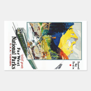 Pegatina Rectangular Visite sus parques nacionales del extremo oeste