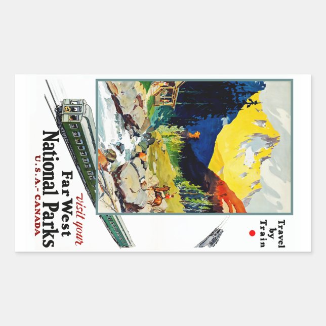 Pegatina Rectangular Visite sus parques nacionales del extremo oeste (Anverso)