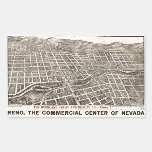 Pegatina Rectangular Vista aérea de Reno, Nevada (1907)