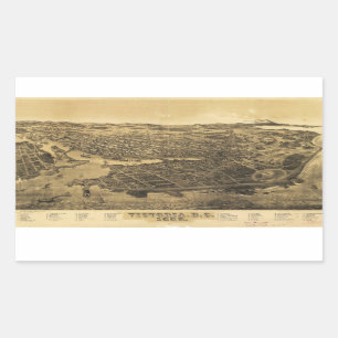 Pegatina Rectangular Vista aérea de Victoria, B.C., Canadá (1889)