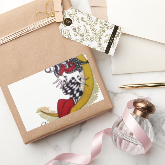 Pegatina Rectangular Vista cósmica: El elfo en la aventura lunar (Regalar)