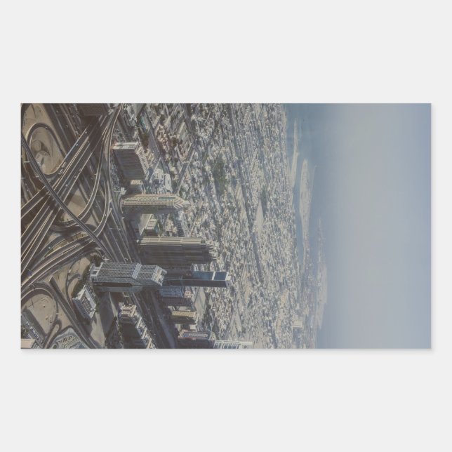 Pegatina Rectangular Vista de Burj Khalifa, Dubai (Anverso)
