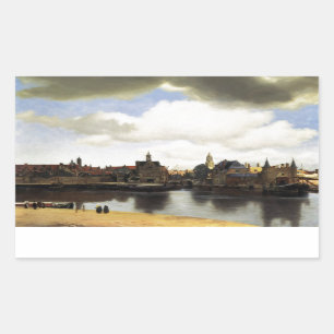 Pegatina Rectangular Vista de Delft por Johannes Vermeer