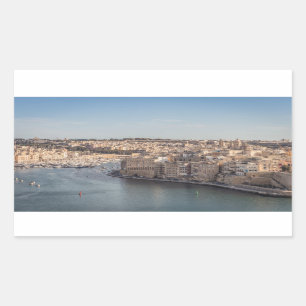 Pegatina Rectangular Vista de las tres ciudades, Malta