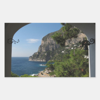 Pegatina Rectangular Vista hacia los acantilados en la isla de Capri