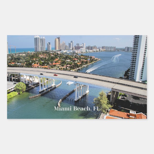 Pegatina Rectangular Vista panorámica de Miami Beach (Anverso)