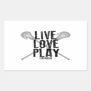 Pegatina Rectangular Viva, ame, juegue LaCrosse