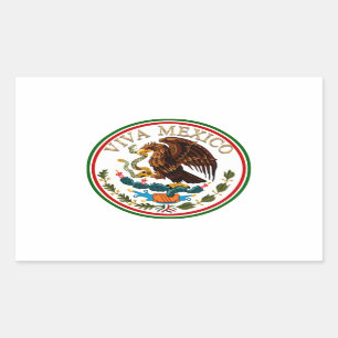 Pegatina Rectangular Viva México Icono de bandera mexicana con texto do