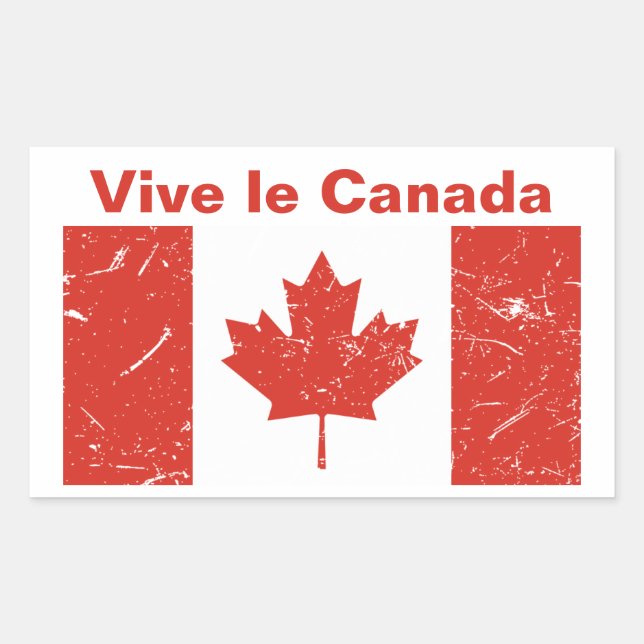 Pegatina Rectangular Vive le Canada (Anverso)