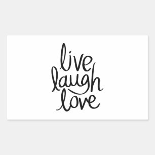 Pegatina Rectangular Vive Ríe Ama – Tipografía Inspiradora Clásica