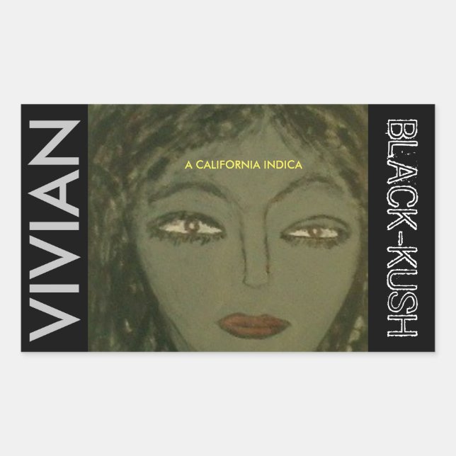 PEGATINA RECTANGULAR VIVIAN BLACK KUSH (Anverso)