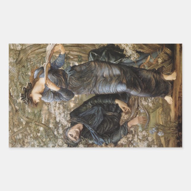 Pegatina Rectangular Vivien's Beguiling of Merlin (Edward Burne-Jones) (Anverso)