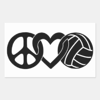 Pegatina Rectangular Voleibol de amor por la paz