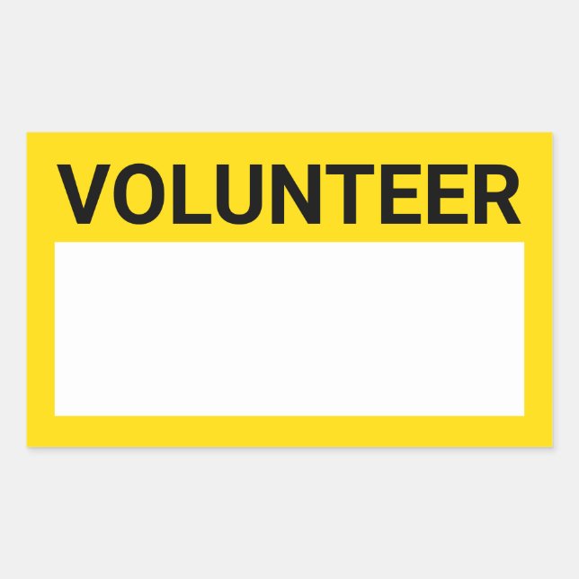 Pegatina Rectangular Voluntario en blanco amarillo (Anverso)
