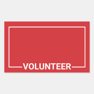 Pegatina Rectangular Voluntario en blanco rojo