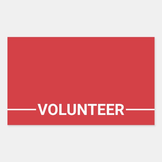 Pegatina Rectangular Voluntario en blanco rojo (Anverso)