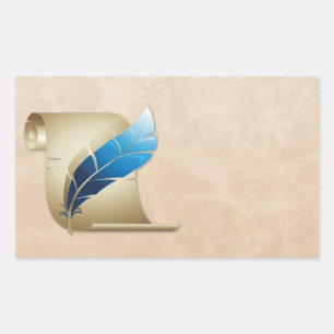 Pegatina Rectangular Voluta y canilla del pergamino