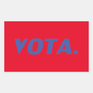 Pegatina Rectangular Vota vota en español azul rojo moderno político