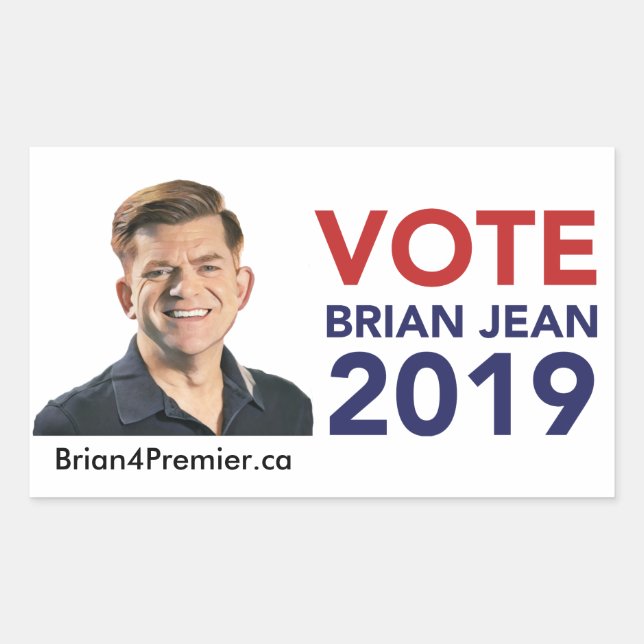 Pegatina Rectangular Votar a Brian Jean Pegatinas (Anverso)