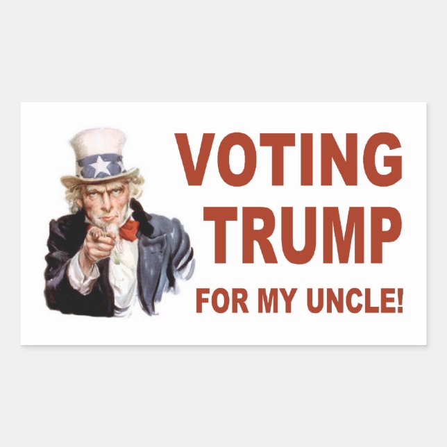 Pegatina Rectangular Votar a Trump por mi tío (Anverso)